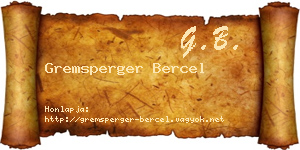 Gremsperger Bercel névjegykártya